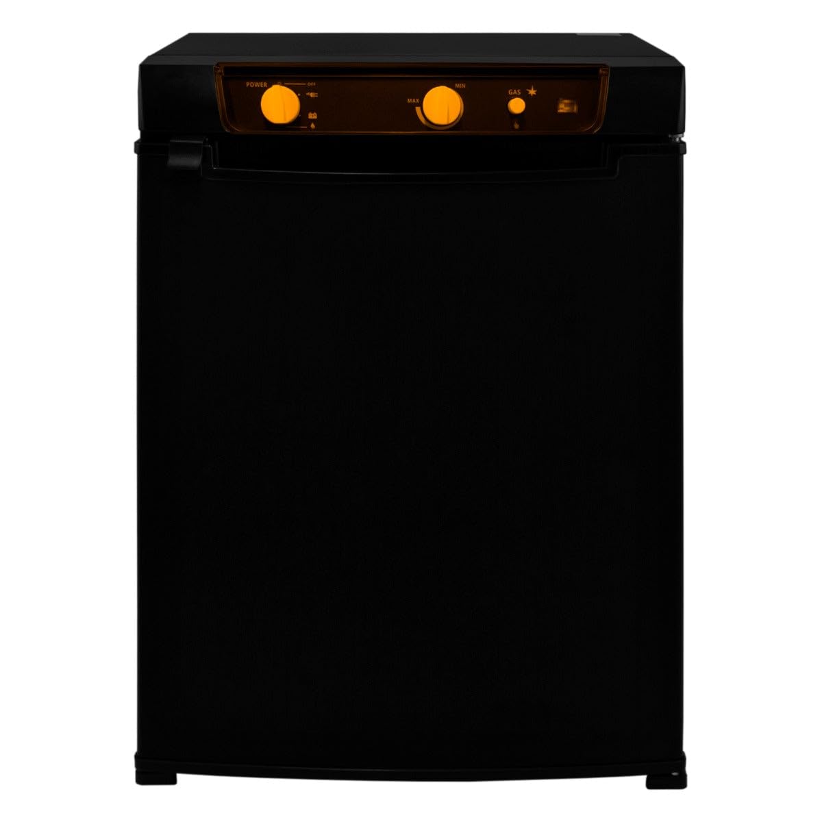 3-drożna lodówka kempingowa 43 l, chłodnica 240 V/12 V, lodówka gazowa, do kampera/przyczepy kempingowej RV, absorpcyjna, czarna, 100% bezgłośna, drzwi otwierane po lewej lub prawej stronie, wyjmowane