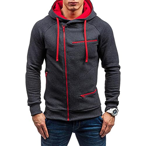 Ymosrh Men's Sweatshirt Hoodie Casual Zip Up Long Sleeve Athletic Workout Hooded Sweatshirts with Pockets, XXL-3XL2