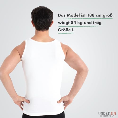 UNDEREA Unterhemd Herren – 100% Baumwolle Feinripp, atmungsaktiv & weich | Tank Top Herren | 3er/5er Pack,(XL, 3X Weiss)