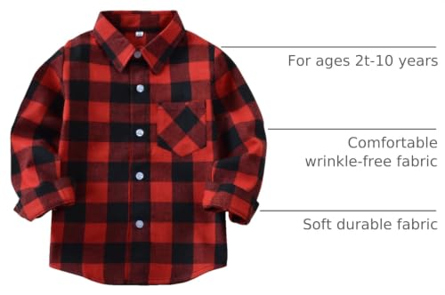 Image of Phorecys Girls' Plaid Flannel Shirt Long Sleeve Button Down Buffalo Checkered Shirt 2T-10 Years