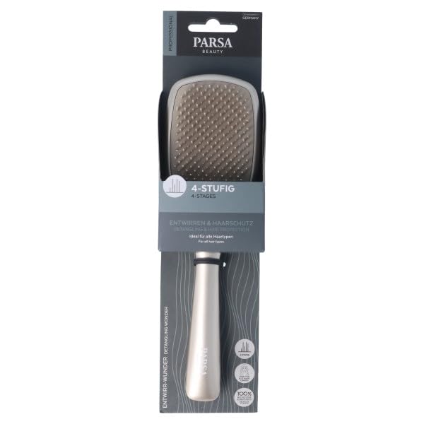 PARSA Beauty Professional Detangling Miracle with Handle (Champagne), Detangling Brush for Any Hair, No Pull Hair Brush
