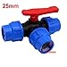 EVANEM PE Pipe 3-Way Ball Valve Plastic Valve Ball Valve, for Garden Household Industrial Water Supply Tools(25mm)