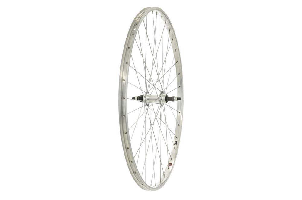 Discount Raleigh 700c Bike Rear Wheel Hybrid City Trekking Screw On Freewheel Hub Alloy Silver V-Brake