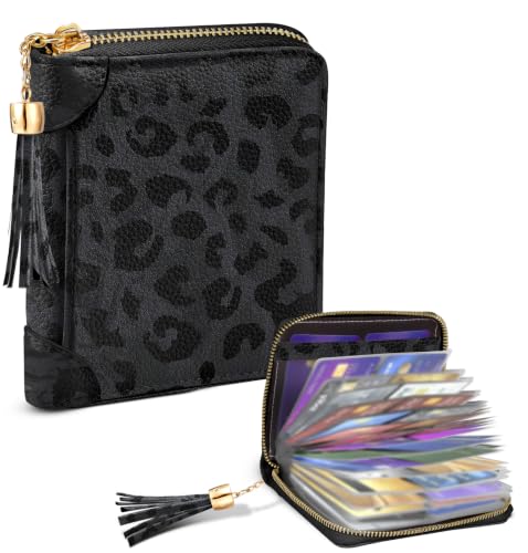 Image of Bistup 40 Slots Credit Card Holder for Women Girls, Black Leopard