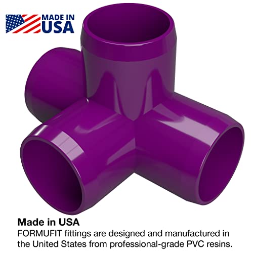 Formufit 3/4" 4-Way Pvc Tee Furniture Grade Fitting In Purple, 1.050" Actual Id, (Pack Of 8), Made In Usa, Uv-Resistant, Impact-Proof, Quickly Construct Tiered Structures With Pvc Pipe - F0344Wt-Pu-8 #TOP1