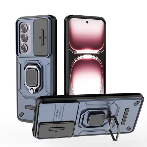 Image of Thermoplastic Polyurethane Camshield Pro Case With Slide Camera Protection And Ring Stand Bumper Back Case Cover For Oppo Reno 12 Pro 5G (Blue)