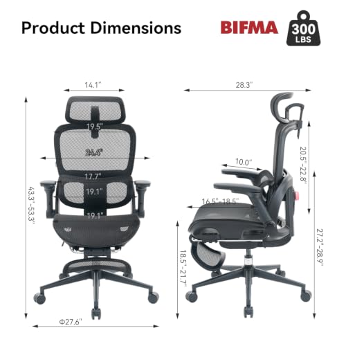 Image of SIHOO B300 Pro Ergonomic Office Chair with Footrest, 4D Lumbar Support
