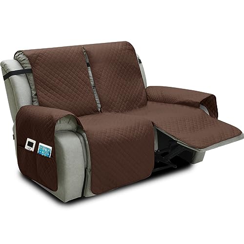 Fansu Funda de Sillón Relax 2 Plaza, Diamante Impermeable Sillón Relax Funda Reclinable, Cubre sofá, Extraíbles y Lavables Protector sofá Acolchado (Marrón,2 Plaza)