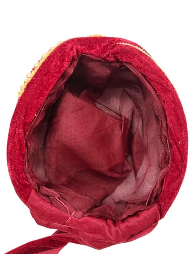 Image of BookMyCostume Dulha & Royal Wedding Turban Collection - Premium Silk, Velvet, Zari Work Safa with Kalgi & Brooch - Traditional Indian Dulha Pagdi /Sehra Perfect for Weddings & Role Plays for Men & Kids