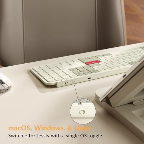 Image of Keychron B6 Pro Ultra-Thin Wireless Keyboard, Full-Size ZMK with Numeric Keypad Quiet Typing, 2.4 GHz /Bluetooth 5.2 /Wired Connection Long Battery Life, Compatible with Mac Windows Linux - Retro Red