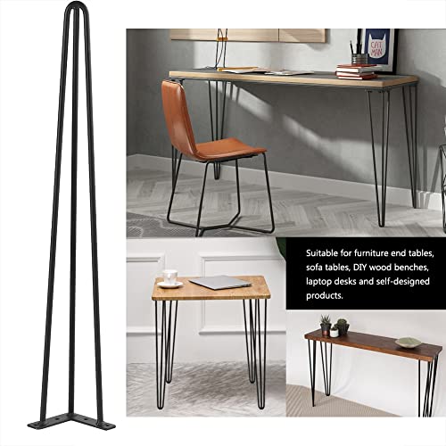DICN Hairpin Table Legs 86cm/34inch, 3 Rod Solid Metal Furniture Legs for DIY Home Office Restaurant Desk End Table Night Stand, Set of 4