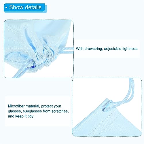 Image of PATIKIL Microfiber Glasses Bag, 6 Pack Sunglasses Pouch Eyeglass Bag Soft Sunglass Case with Eyeglasses Cleaning Cloth, Light Blue