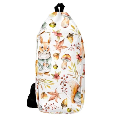 Sac à dos à bandoulière écureuil homme femme petit sac poitrine automne