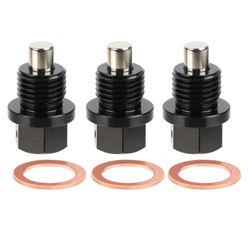 Encuryna Tornillo magnético de drenaje de aceite, 3 unidades, junta magnética, tuerca de drenaje magnético para cárter de aceite, adaptador con juntas, juego de tornillos de drenaje (M14 x 1,5 cm)