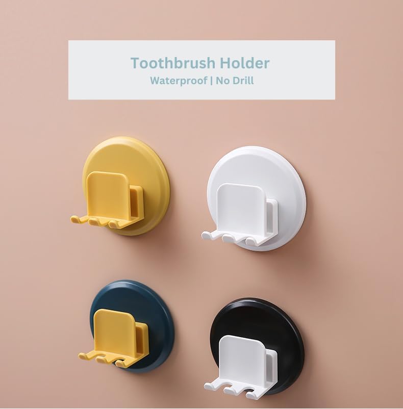 Miniatura 8 de Soporte para cepillos de dientes montado en la pared para niños y adultos, soporte adhesivo para cepillos de dientes de pared, colgador impermeable