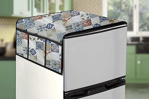 Image of Stylista Refridgerator top Cover Suitable for Samsung RT34C4522B1 /HL, 301 Liter Fridge, Dimension (WXD) 65x111 CM, Mosaic Pattern Cream