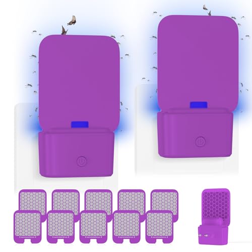 Mata Mosquitos Eléctrico Plug in 2 Packs, Lampara Antimosquitos Interior Doméstico con Almohadilla Adhesiva Antimosquitos para Moscas de la Fruta, Mosquitos, Gnats, Polillas, Blanco