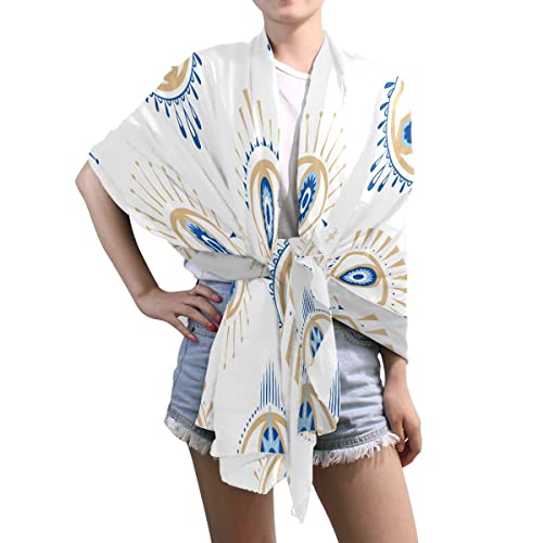 Kll Silk Scarf For Women Fashion Polyester Lightweight Soft Wrap Shawl Scarves Holiday Gifts Evil Eye Magic Occult #TOP4