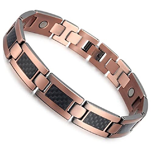 Bracelet magnétique cuivre et carbone en 18 cm - Bracelet 3000 Gauss - Bracelet aimanté - Vital confiance spécialiste en bracelets et bijoux magnétiques