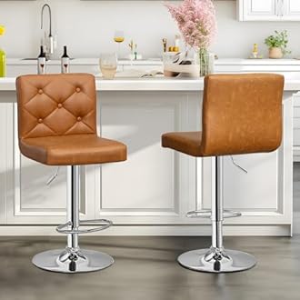 Adjustable Bar Stools Set of 2, Bar Height Stools for Kitchen Counter,Brown