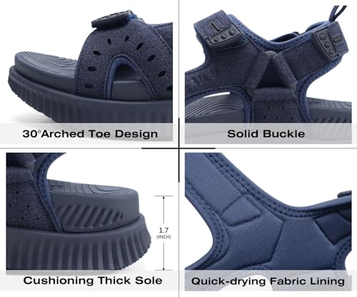 Image of KuaiLu Mens Leather Hiking Sandals with Orthopedic Arch Support Footbed | Sport Recovery Athletic Waliking Sandals For Man Outdoor Summer Casual Thick Cushion Beach Water Fisherman Sandal Size 7-15