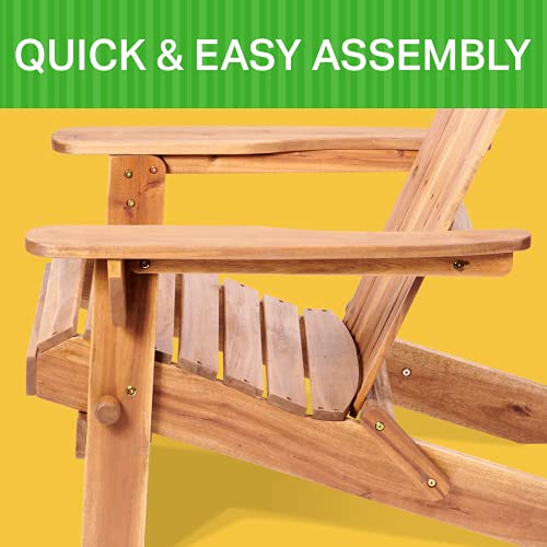 Plant Theatre Wooden Adirondack Chair - Weather Resistant, Acacia Wood, Foldable Fire Pit Chairs For Porch, Deck, Lawn And Campfire - Outdoor Patio Furniture #TOP5