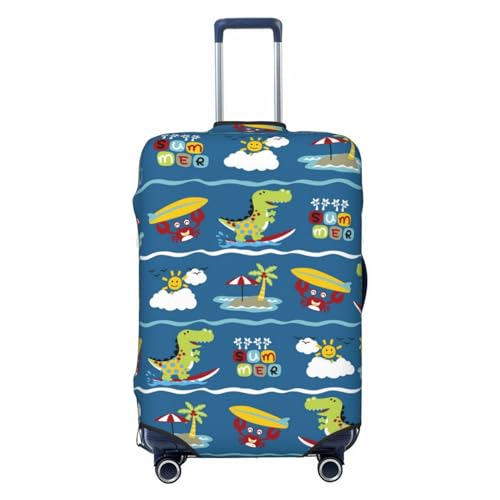 Travel Luggage Cover Protector - Dinosaur On The Beach Vacation Washable Suitcase Covers For 18-32 Inch Luggage