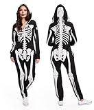 Tipsy Elves Women's Skeleton Halloween Costume - Skeleton Jumpsuit Onesie: Medium