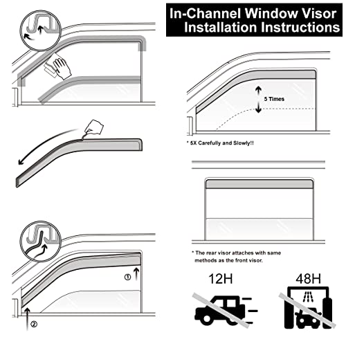 Misioek Rain Guards Suitable For Jeep Grand Cherokee 2011-2020, Window Visor, Window Deflectors, Rain Guard, 4 Pcs 94252 #TOP5