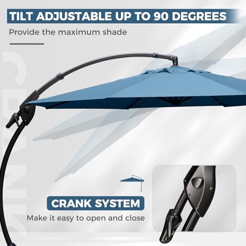 Image of Grand patio 12FT Sunbrella Cantilever Umbrella with Base, Sapphire Blue