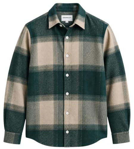 Image of DEEMOON Men's Premium Cotton Blend Printed Checkered Shirt | Full Sleeve Plaid Casual Button-Down Shirt | Soft & Comfortable Regular Fit | Office, Travel & Everyday Wear