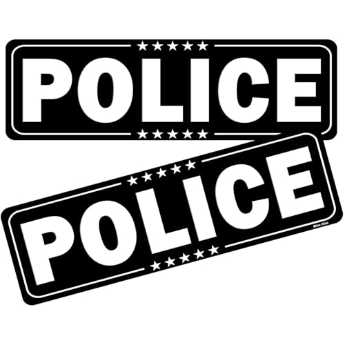Image of 2 Pack Police Car Magnet, Magnetic Police Sign for Vehicles, Large Waterproof Security Magnet Car Sign for Off Duty Officers Assignment, 11.8 Inch x 3.9 Inch(Black-Police-2 Pack)
