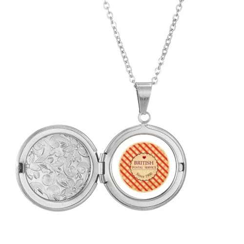 Médaillon à carreaux britanniques de Londres avec timbre pour collier retro
