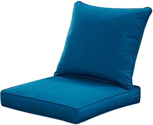 QILLOWAY Outdoor/Indoor Deep Seat Cushions for Patio Furniture, All Weather Lawn Chair Cushion 24 x 24 inch 1 Set (Peacock Blue)