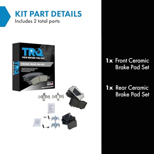 Image of TRQ Front and Rear Brake Pad Set Ceramic Hardware