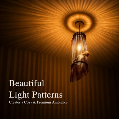 Image of Wood Pinecone Pendant lamp for Leaving Room, Wooden Ceiling lamp, Wooden Hanging lamp handicrafted Home decore Chandelier Light (Spiral)