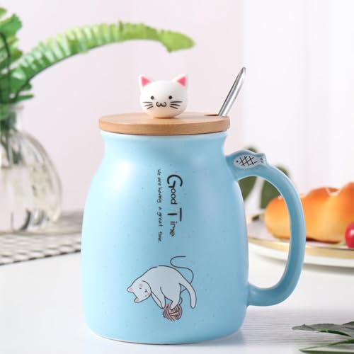 Image of Coffee Mug, Gift for Woman, Birthday Present for Girlfriend, Present for Wife Birthday, Mugs for Present, Holi Gifts, Panda Mug with Lid & Spoon (Sky Good Time)