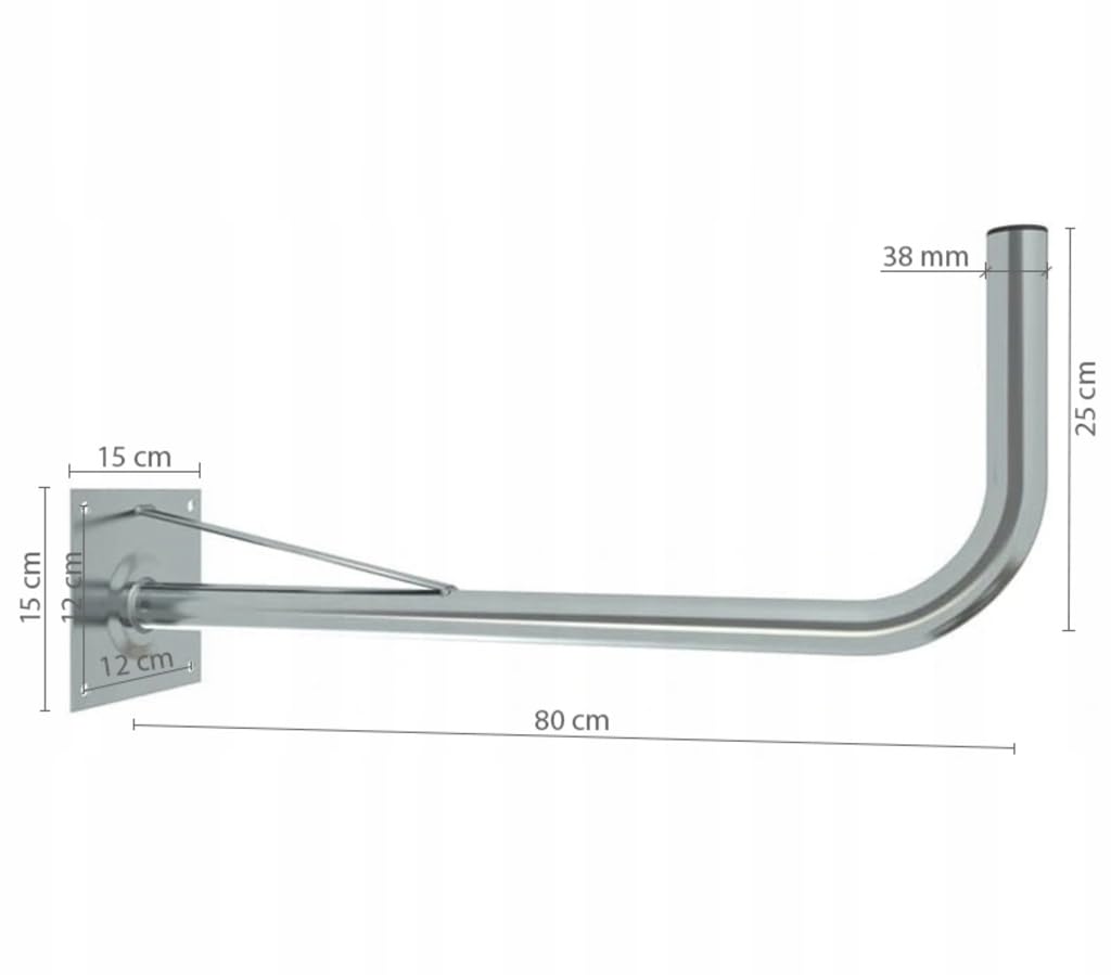 Wessper 80 cm Satellite Support Mural pour Satellite antenne mât en Acier galvanisé | Support pour antenne Satellite