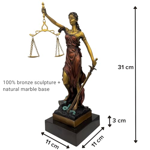Figura de Lady Justice en Bronce y Base de Mármol 12" miniatura 2