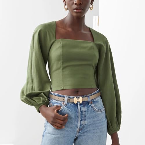 Image of Aurolran Women's Leather Belt with Buckle - Ideal for Dresses, Jeans, and Coats