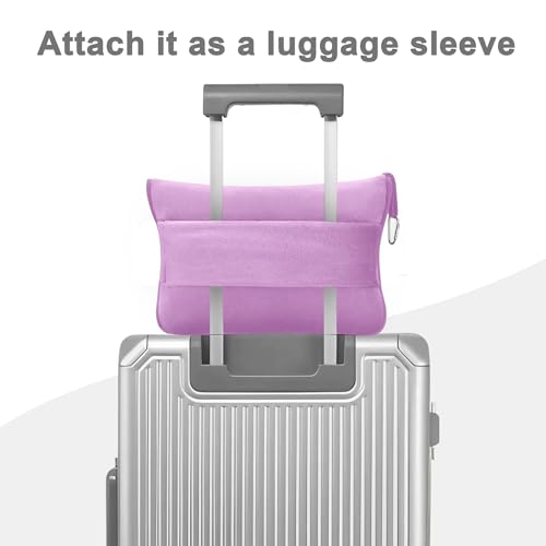 Image of Fleece Blanket 40 inchx65 inch for Travel with Portable Storage Bag (Solid Purple)