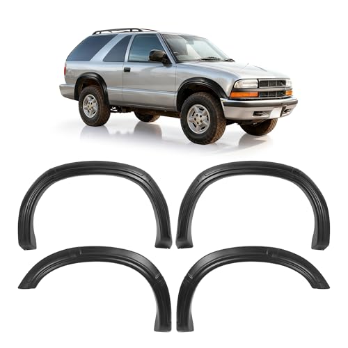 BALOCEO 4 Set Fender Flares Compatible with 1995-2005 Chevy Chevrolet Blazer 1994-2003 Chevrolet S10 Except ZR2 Models, 3Pieces Per Fender Flares Plastic(PP) Textured Black