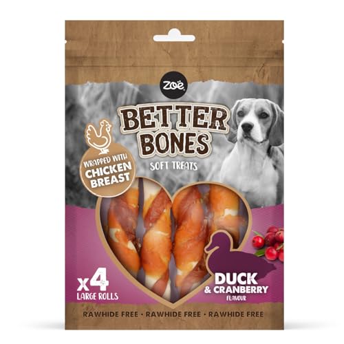 Zoe Better Bones Rawhide-Free Large Roll Dog Treats, Duck&Cranberry 1x4pcs