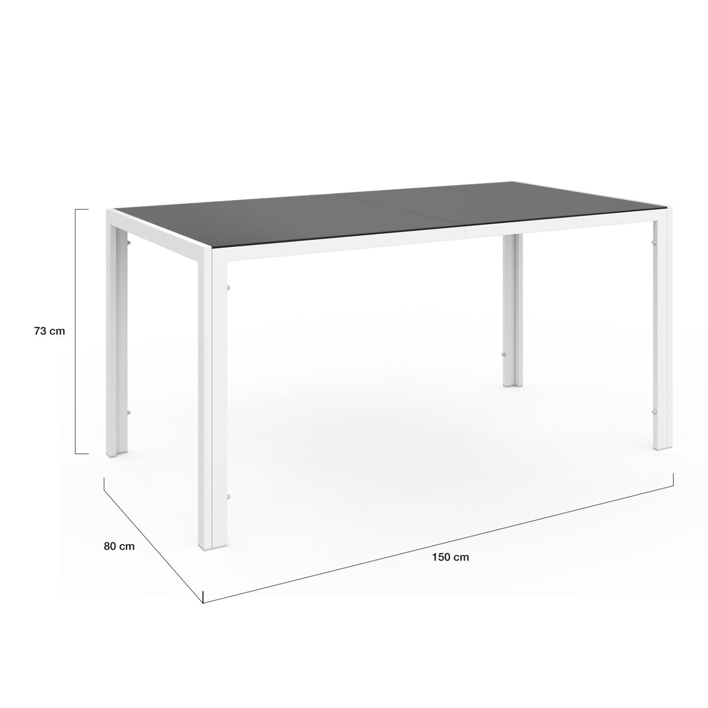 IDMarket - Salon de Jardin Madrid Table 150 CM et 6 chaises empilables Blanc et Gris