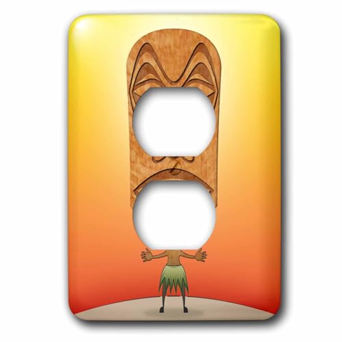 Vaudou tiki head cache prise electrique double motif tropical - 2