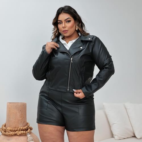 Jaqueta De Couro Feminino Plus Size G1 G2 G3 Estilosa Casaco Couro Ecológico Donna Martins (BR, Numé