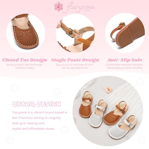 Image of Flaryzone Girls Sandals Closed Toe Summer Flats Dress Sandals Shoes Toddler /Little Kid