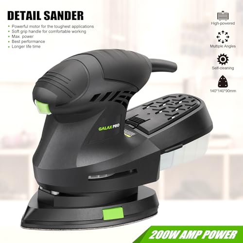 GALAX PRO 200W Detail Sander - 12000 OPM Electric Orbital Sander Paired with Dust Collection and 10 Pieces of Sandpaper - Image 6