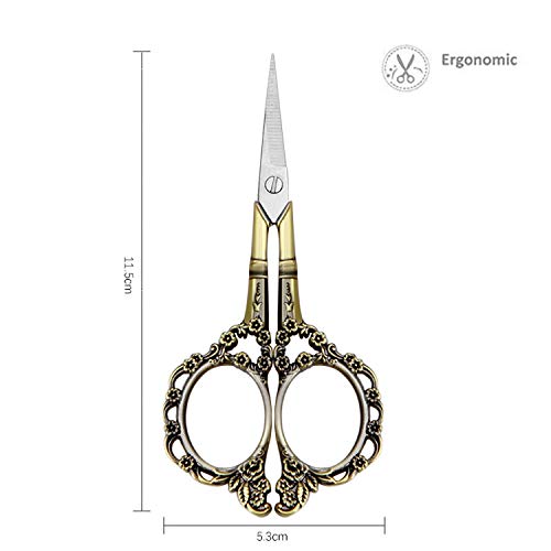 Professional Manicure Scissors, Ebanku Vintage Stainless Steel Cuticle Precision Beauty Grooming For Nail, Facial Hair, Eyebrow, Eyelash, Nose Hair (Bronze) #TOP2