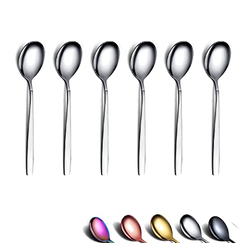 Berglander Teelöffel 16cm 6er-Set, Edelstahl Glänzende polnische Teelöffel Besteck, modernes Design Teelöffel Kleiner Dessertlöffel Robust, leicht zu reinigen, spülmaschinenfest